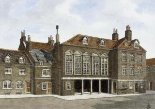 James Lawson Stewart - Part of the Marshelsea Prison, Bow Street (illustrated); Angel Place, Bow with Marshelsea Prison on the right; Stoney Street, Southwark; Fore Street, Lambeth (2); Angel Place, Borough; and New Princes Street, Lambeth