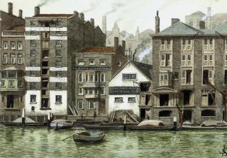 James Lawson Stewart - Paul\'s Wharf, seen from Bankside, Southwark; Condemned houses, Snatcher\'s Island (two); Trig Folly, Rotherhithe; The Spa, Bermondsey; Field Lane and Fleet river, from \'Oliver Twist\'; and Farthing Alley, Jacob\'s Island, Rotherhithe