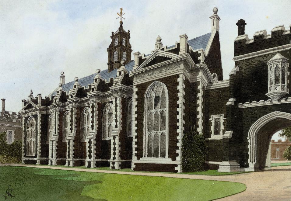 James Lawson Stewart - The Library, Lambeth Palace (illustrated); and three other views of Lambeth Palace including: The old gateway; The Lollards\' Tower; and A corner of the Palace viewed from Bishops\' Walk
