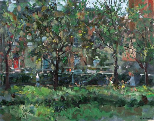 James Le Jeune, R.H.A. - Across the canal from Herbert Place, Dublin