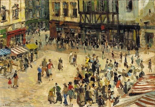 James Le Jeune, R.H.A. - The Market at Annecy, France