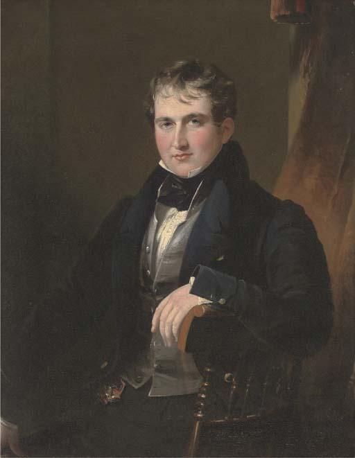 James Lonsdale - Portrait of Sir James Worseley Taylor, seated three-quarter-length, in a dark blue coat and waistcoat
