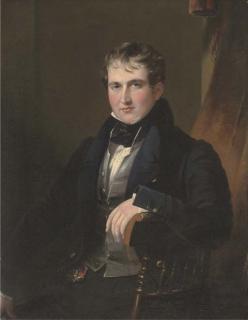 James Lonsdale - Portrait of Sir James Worseley Taylor, seated three-quarter-length, in a dark blue coat and waistcoat