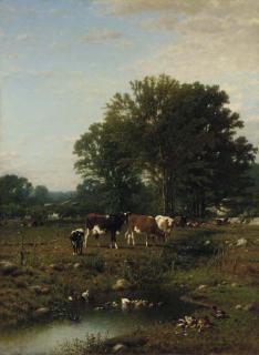 James MacDougal Hart - Spring on the Farm