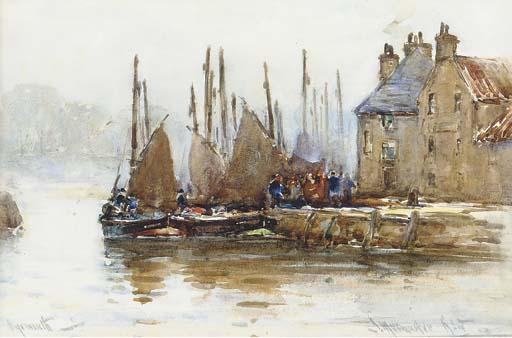 James Macmaster, R.S.W. - Unloading at the quayside