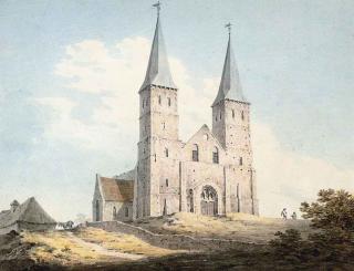 James Malton - The Reculver, commonly called \'The Two Sisters\', near Margate, 1798