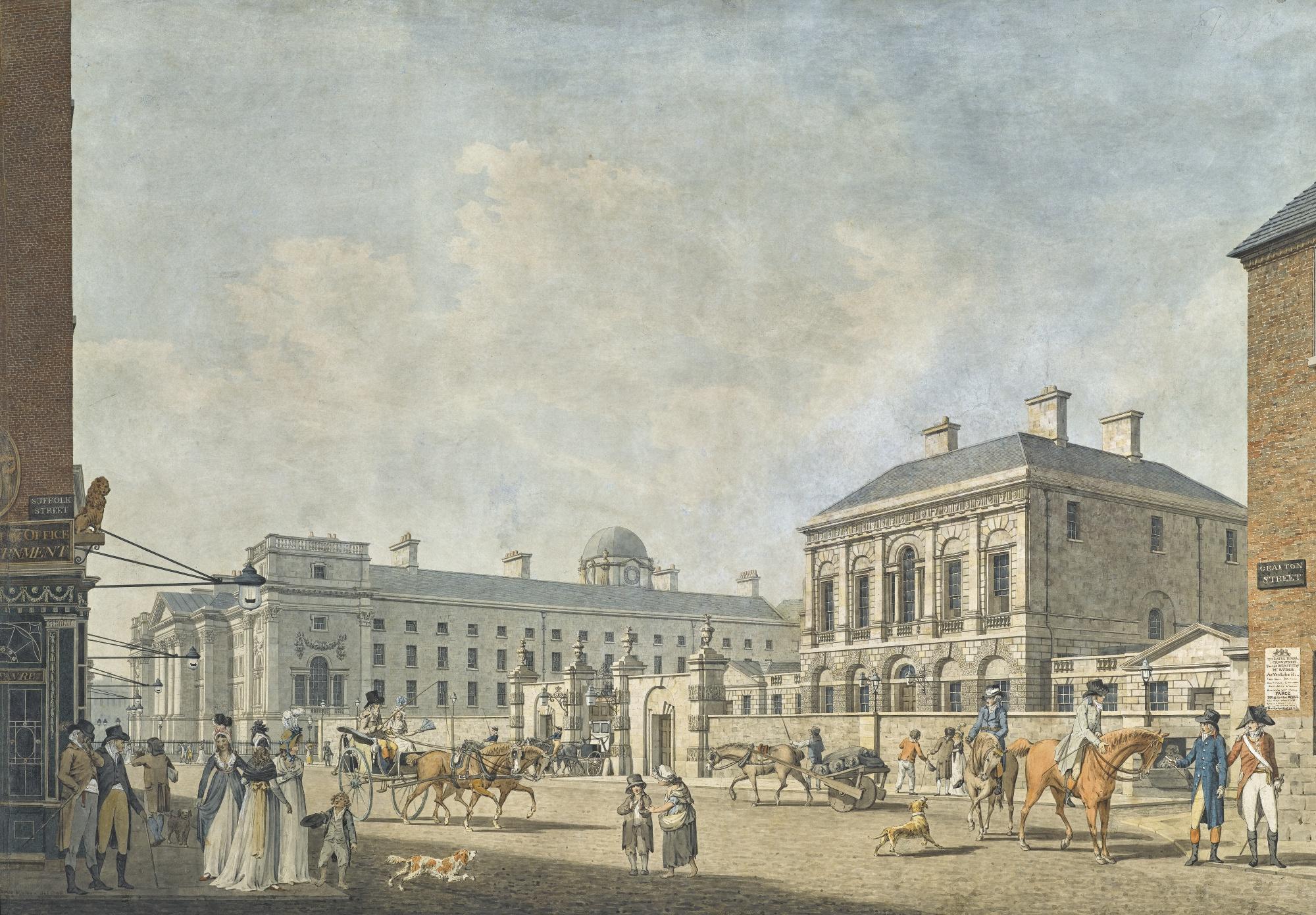 James Malton - View Of The Provost\'S House And Trinity College, Grafton Street, 1796
