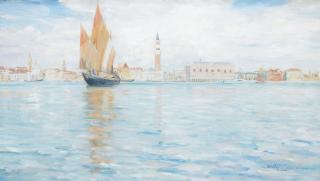 James McBey LLD - A view across the Basin of St Marks towards the Doge\'s Palace, Venice