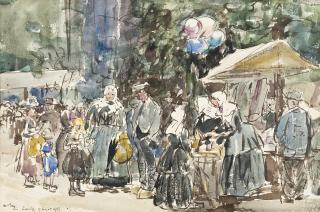 James McBey - Market Day, Zwolle, Holland