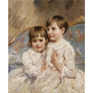 James Mcbey - Portrait Of Two Young Girls