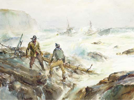 James Milton Sessions - Fishermen On The Rocks