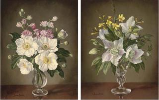 James Noble - Anenomies, Larkspur And Delphiniums; And Christmas Roses