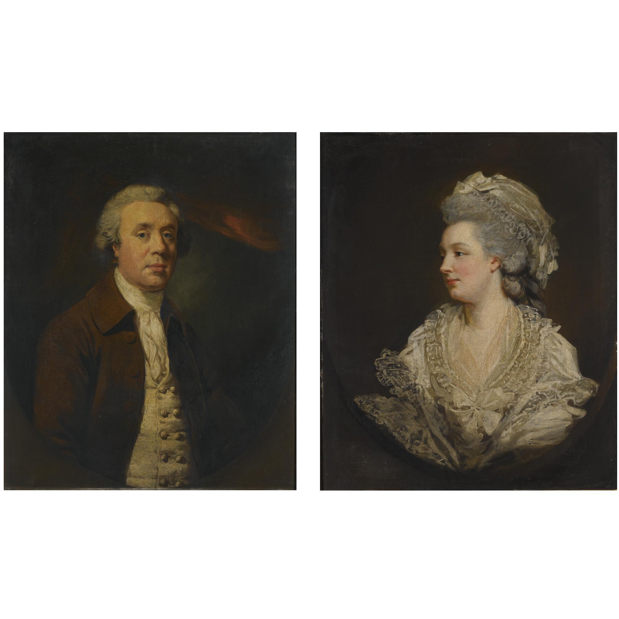 James Northcote R.A. - Portrait Of Richard Baylay Of Stoke Damerall Near Plymouth; And Portrait Of His Wife Mary Baylay, Both Half Length