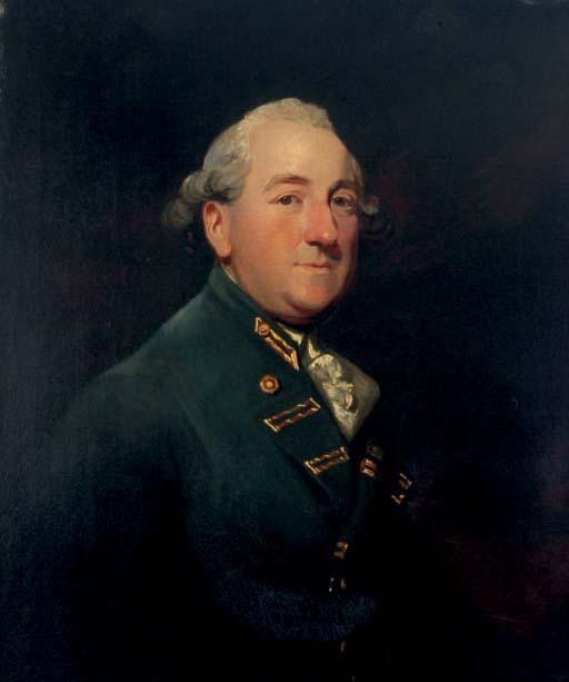 James Northcote - Portrait of an Admiral, bust-length, in a blue coat