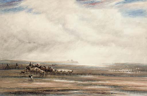 James Orrock, R.I. - Drovers crossing Beal Sands