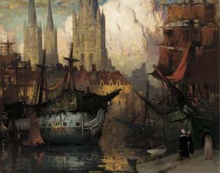 James Paterson, R.S.A., R.W.S., P.R.S.W. - A Flemish port