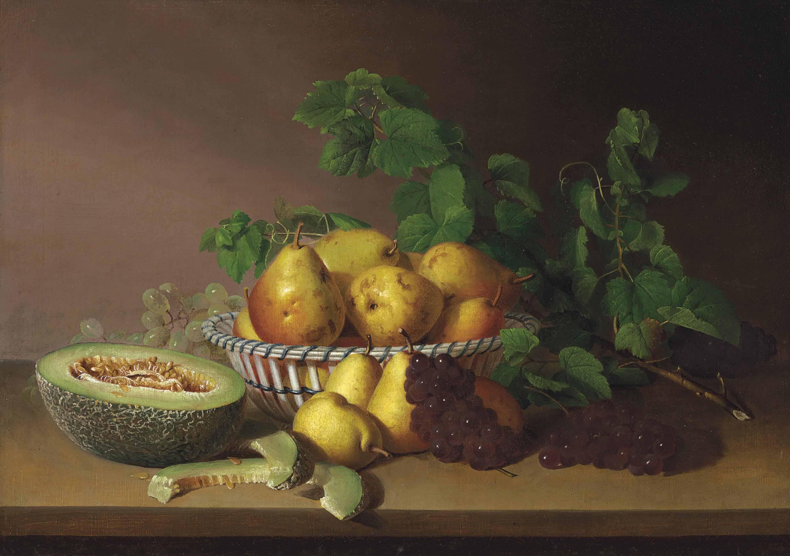 James Peale - Still Life with Pears, Grapes and Autumn Leaves