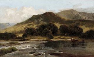 James Peel, R.B.A. - Cattle watering, near Beddgelert