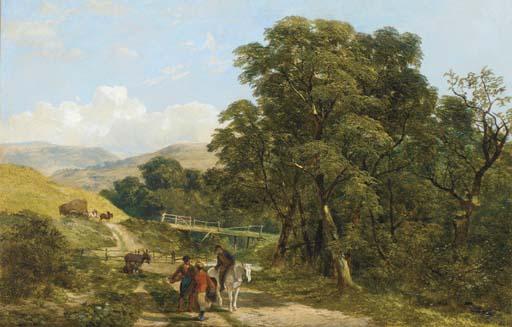 James Peel, R.B.A. - Figures on a track, near Huddersfield
