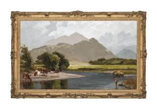 James Peel, R.B.A. - Fishing On The Derwent, Borrowdale