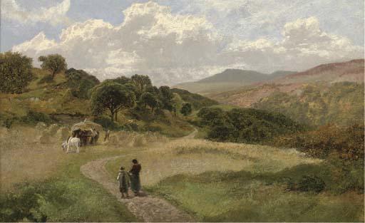 James Peel, R.B.A. - Harvest in the Machno valley near Betws-y-coed