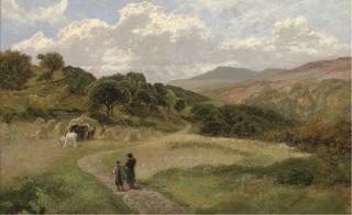 James Peel, R.B.A. - Harvest in the Machno valley near Betws-y-coed