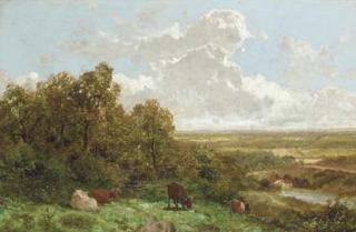 James Peel - Cattle grazing in a landscape
