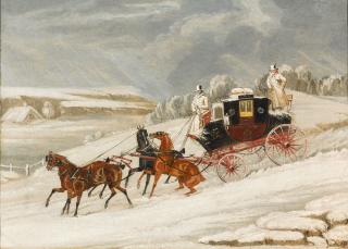 James Pollard - London To Glasgow Mail Coach In The Snow