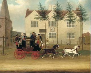 James Pollard - The Guildford To London Coach Passing Before An Inn