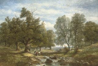 James Poole - Collecting firewood beside a stream