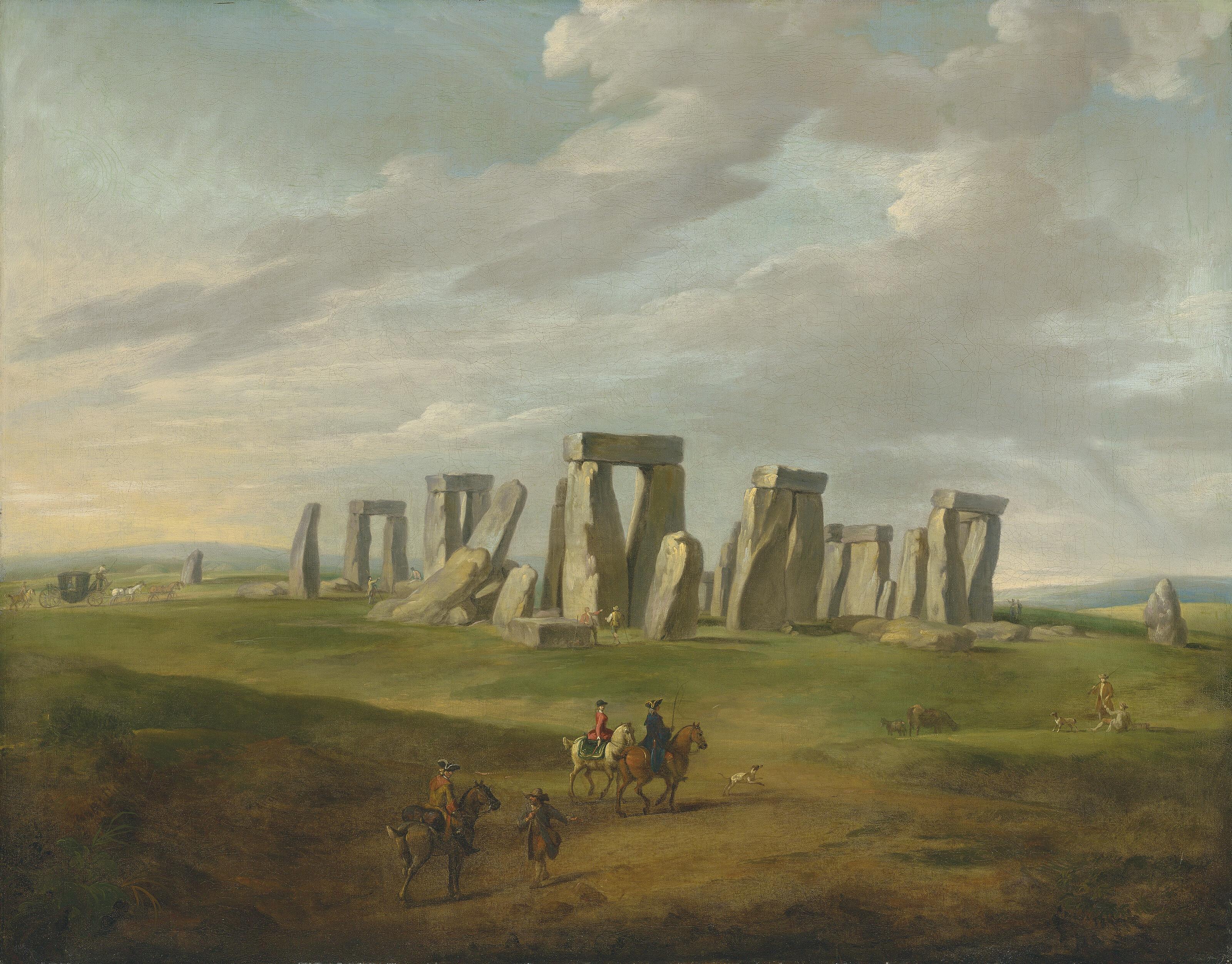 James Ross - Stonehenge with a carriage and travellers on horseback