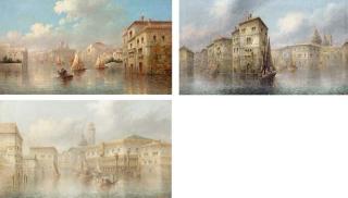 James Salt - Gondolas on the Grand Canal; and A Venetian canal scene, Venice