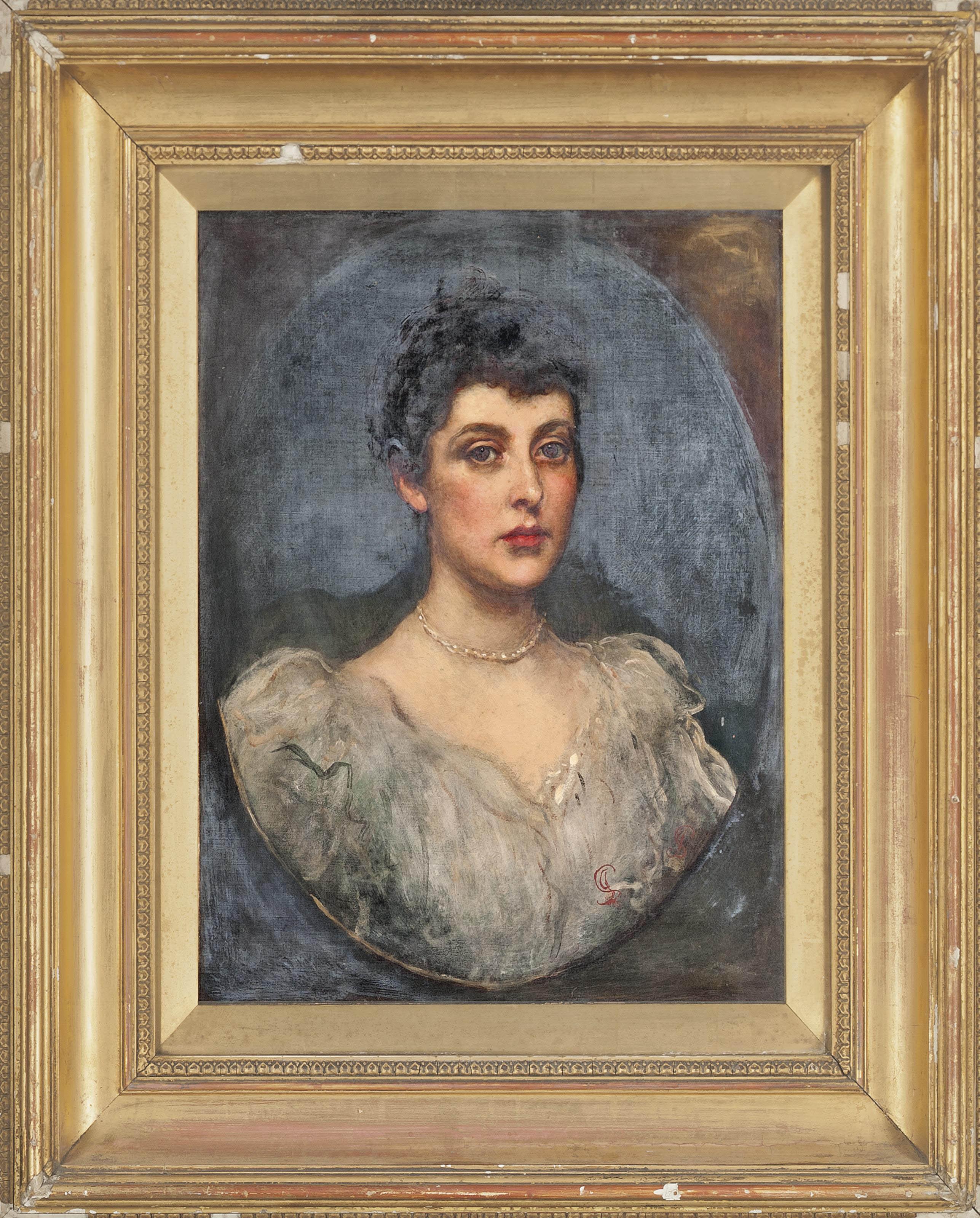 James Sant - Portrait Of A Young Woman, Bust-Length, In A White Dress