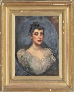 James Sant - Portrait Of A Young Woman, Bust-Length, In A White Dress