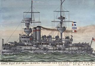 James Scott Maxwell - H.M.S. Royal Oak (illustrated); H.M.S. Collingwood; H.M.S. Cossack; H.M.S. Revenge; H.M.S. Triumph; H.M.S. Commonwealth; H.M.S. Powerful; H.M.S. Swiftsure; H.M.S. Victorious; H.M.S. Saracen; H.M.S. Pincher; and H.M.S. Challenger