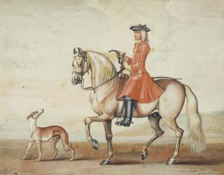James Seymour - A gentleman riding out, with his whippet