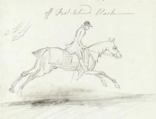 James Seymour - Study of a racehorse with jockey up