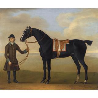 James Seymour - The Black Racehorse Molotto Held By A Groom