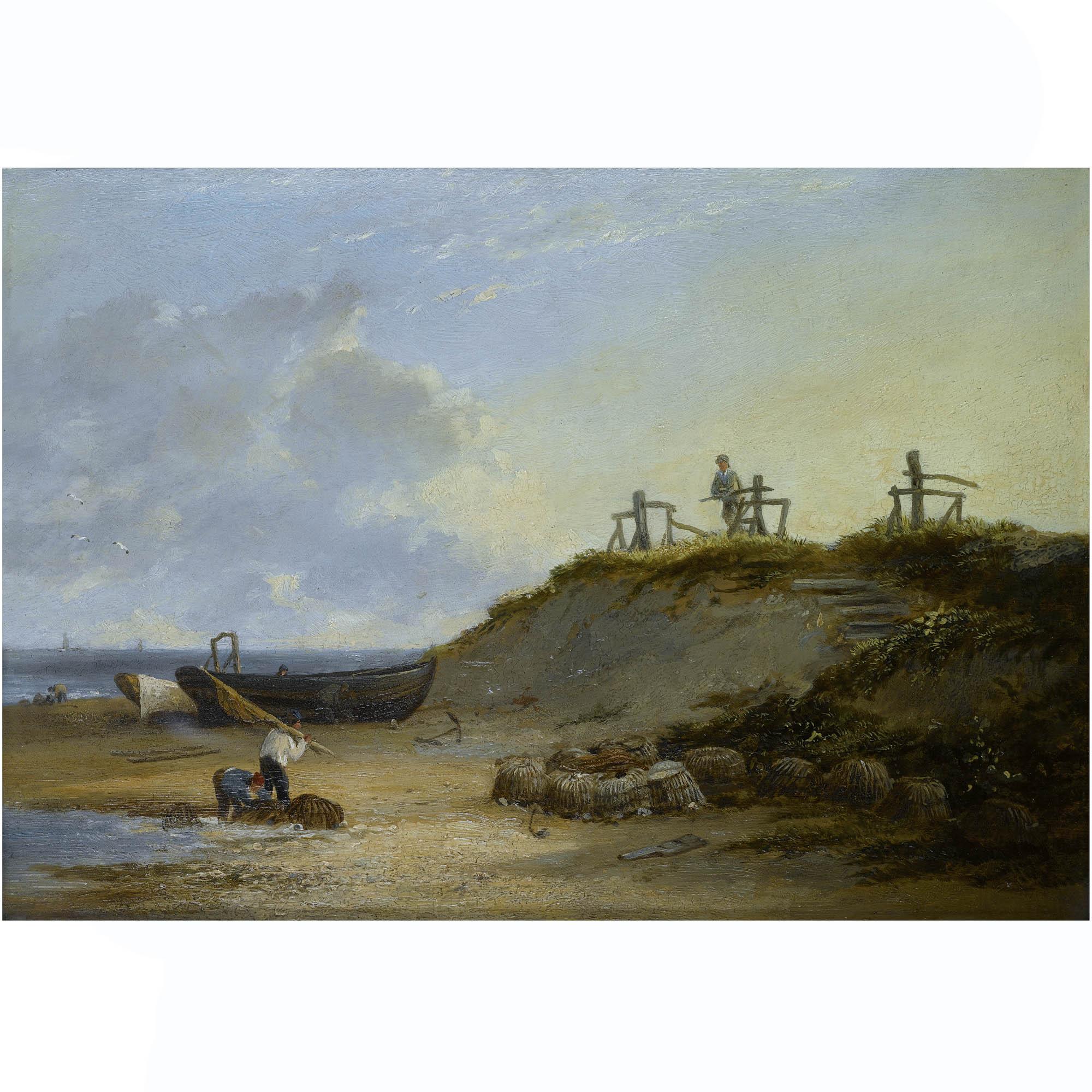 James Stark - British Costal Scene With Fisher Folk
