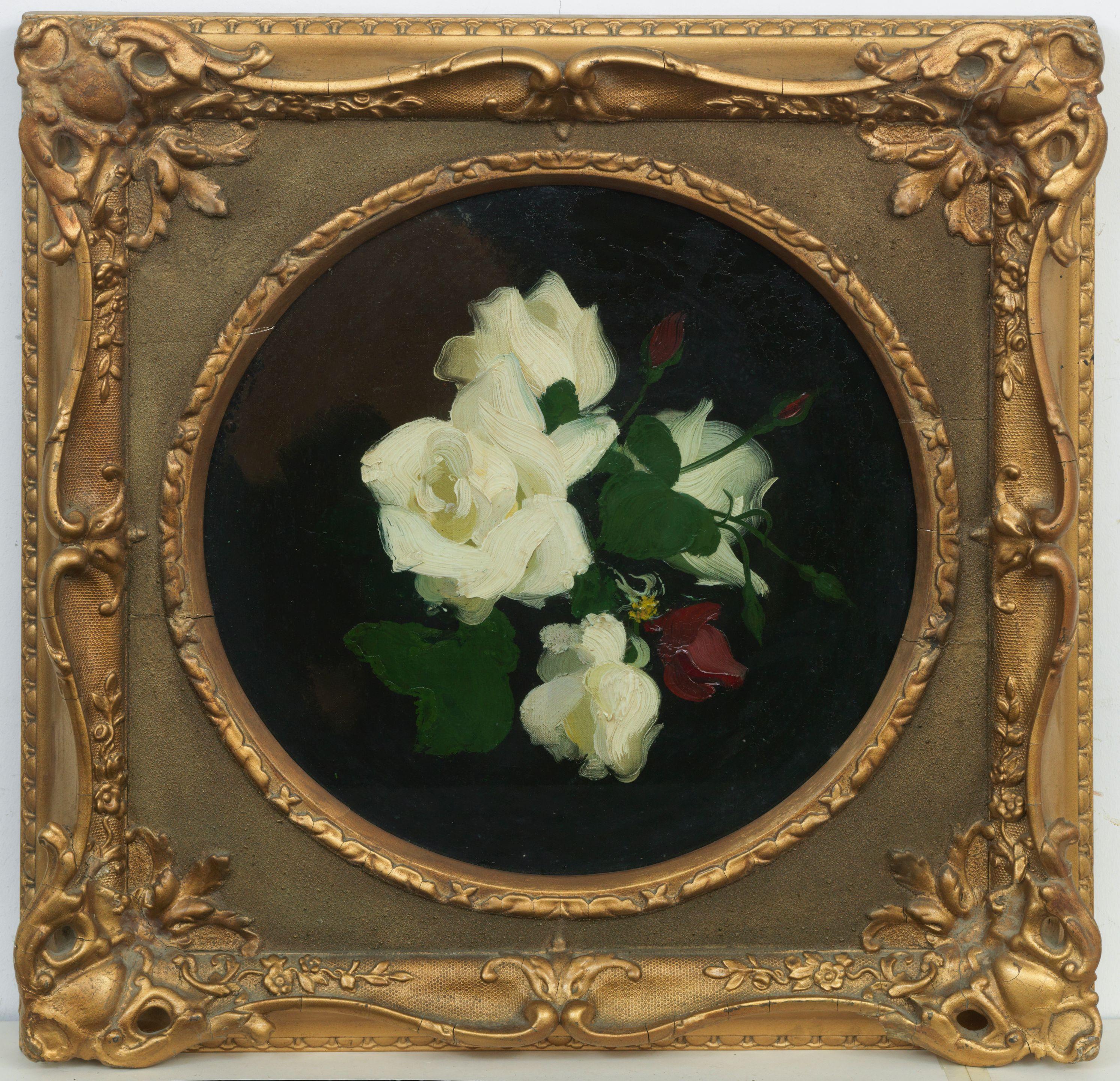 James Stuart Park - A still life of cream and red roses