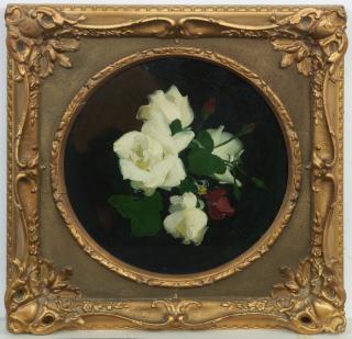 James Stuart Park - A still life of cream and red roses