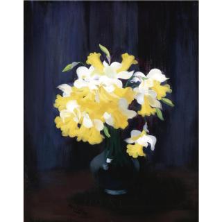 James Stuart Park - Daffodils In A Blue Vase