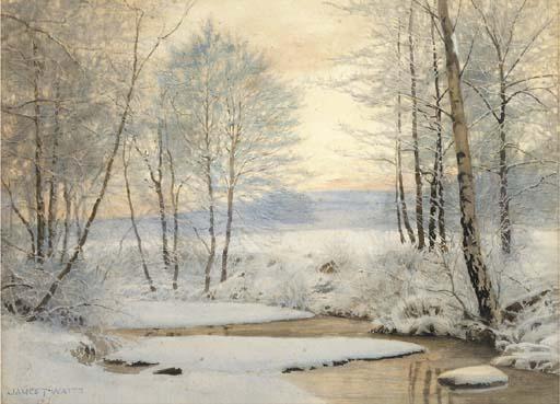 James Thomas Watts - A wooded landscape in winter