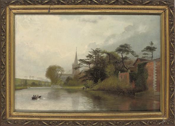 James Thomas Watts - Stratford-on-Avon Church from the riverside