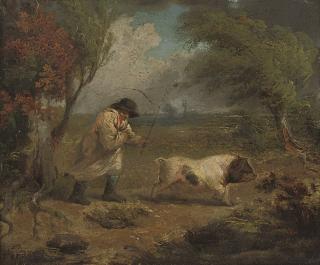 James Ward, R.A. - A man with a pig in a landscape