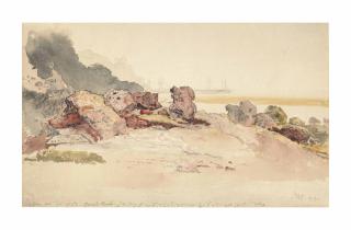 James Ward, R.A. - Rocky, coastal landscape, Flintshire, Wales,