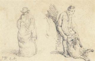 James Ward, R.A. - Two Studies Of Sheep Shearing