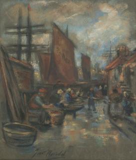 James Watterston Herald - Fisherfolk unloading the night\'s catch