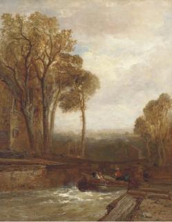 James Webb - A loaded barge negotiating a lock