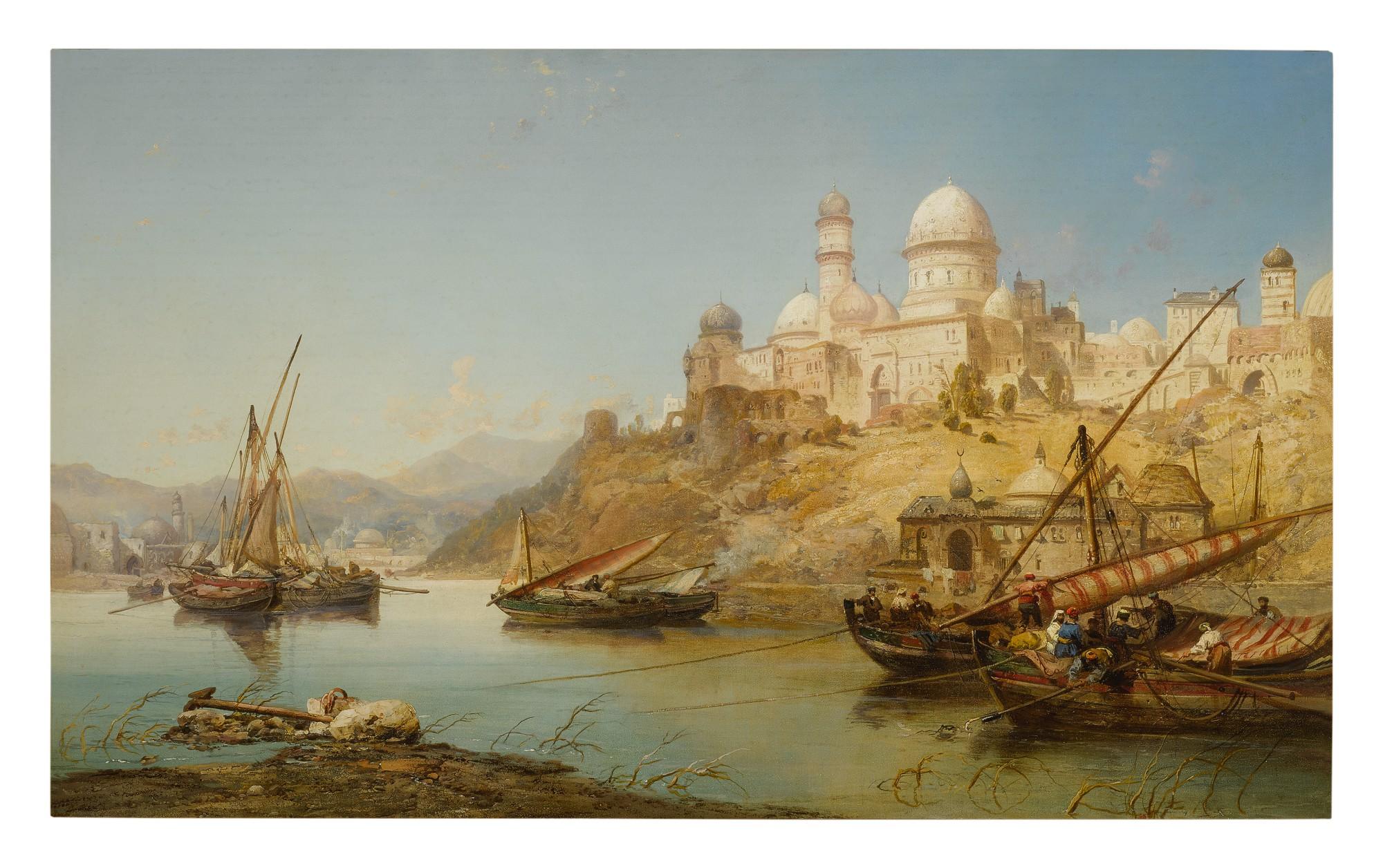 James Webb - Rigging Boats In An Eastern Harbor